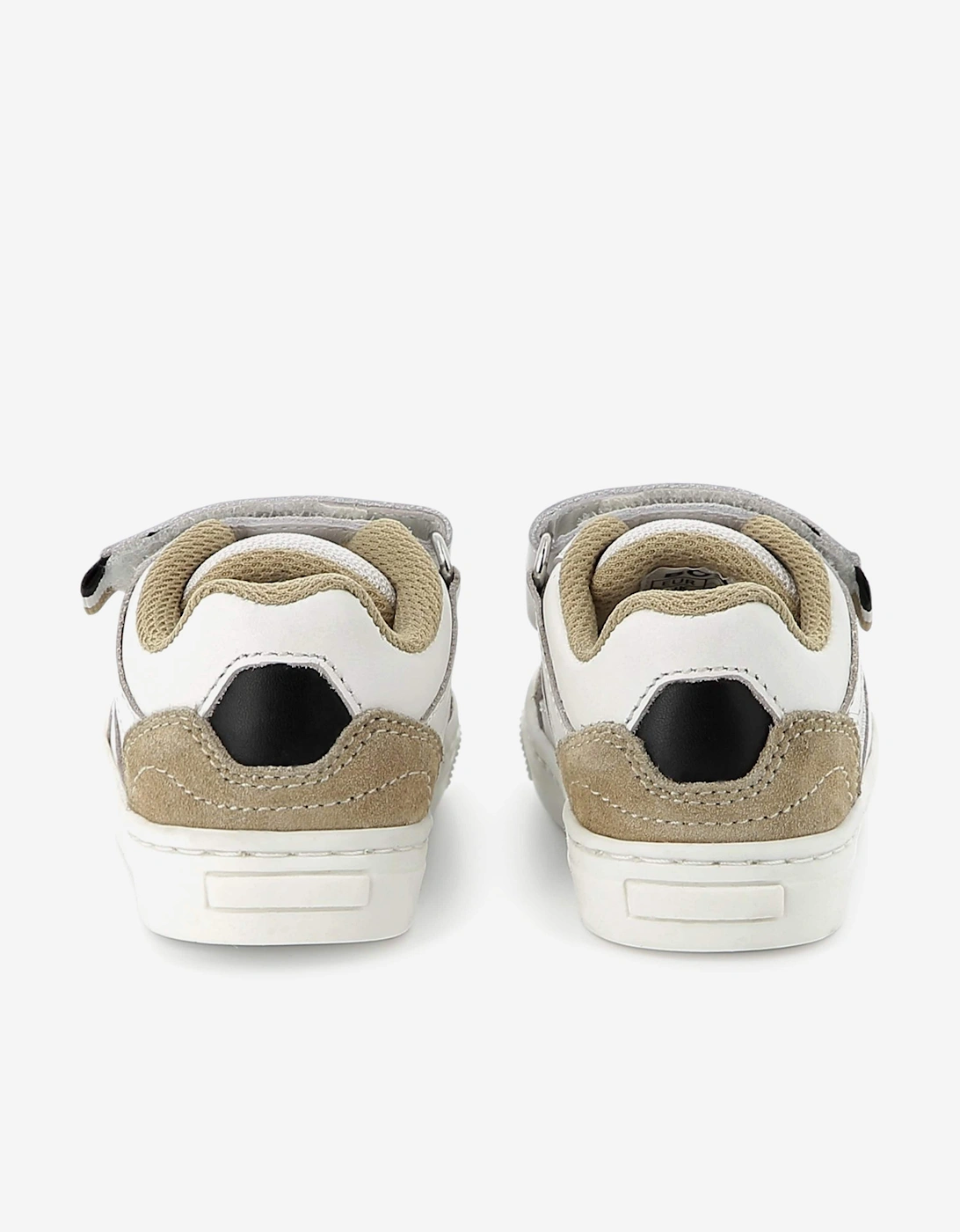 BOSS Boys Leather and Mesh Logo Trainers in White