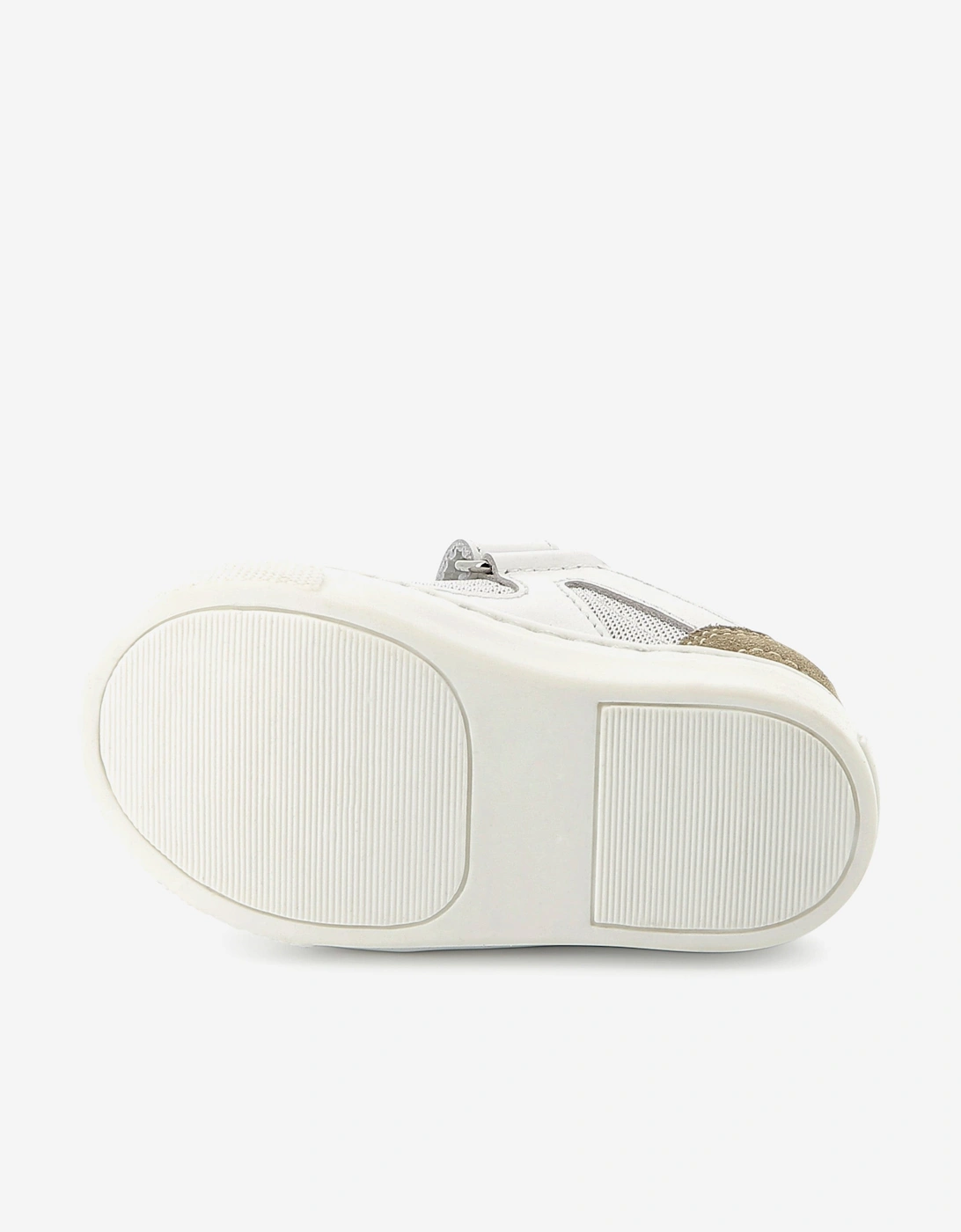 BOSS Boys Leather and Mesh Logo Trainers in White