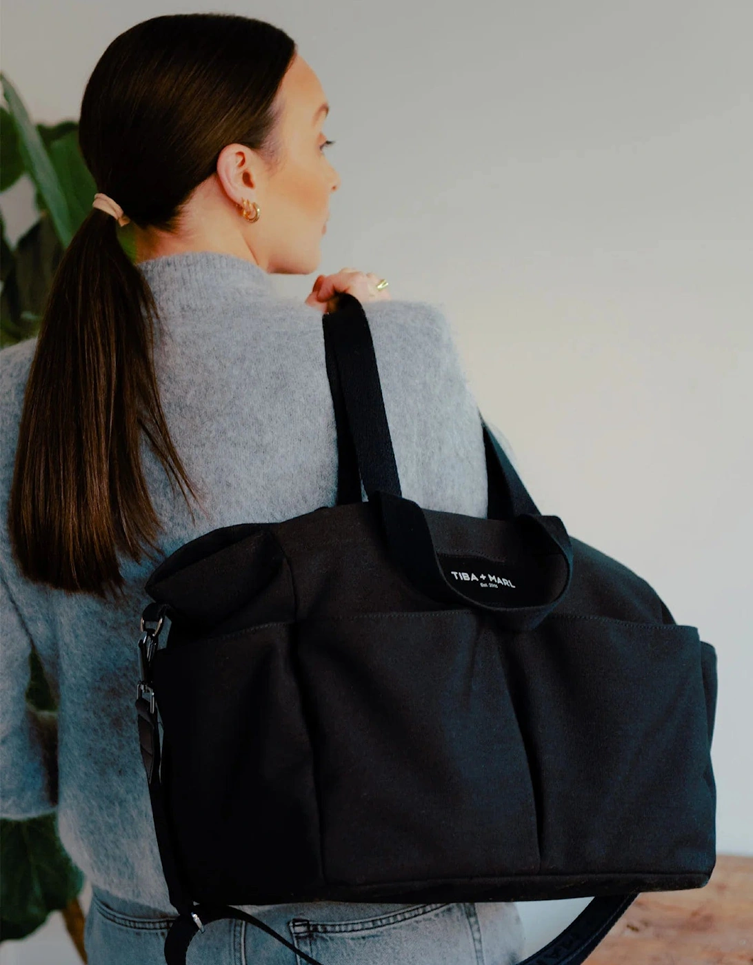 Baby The Canvas Tote Bag in Black (30cm)