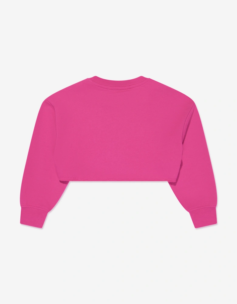 Girls Cropped Logo Sweatshirt in Pink