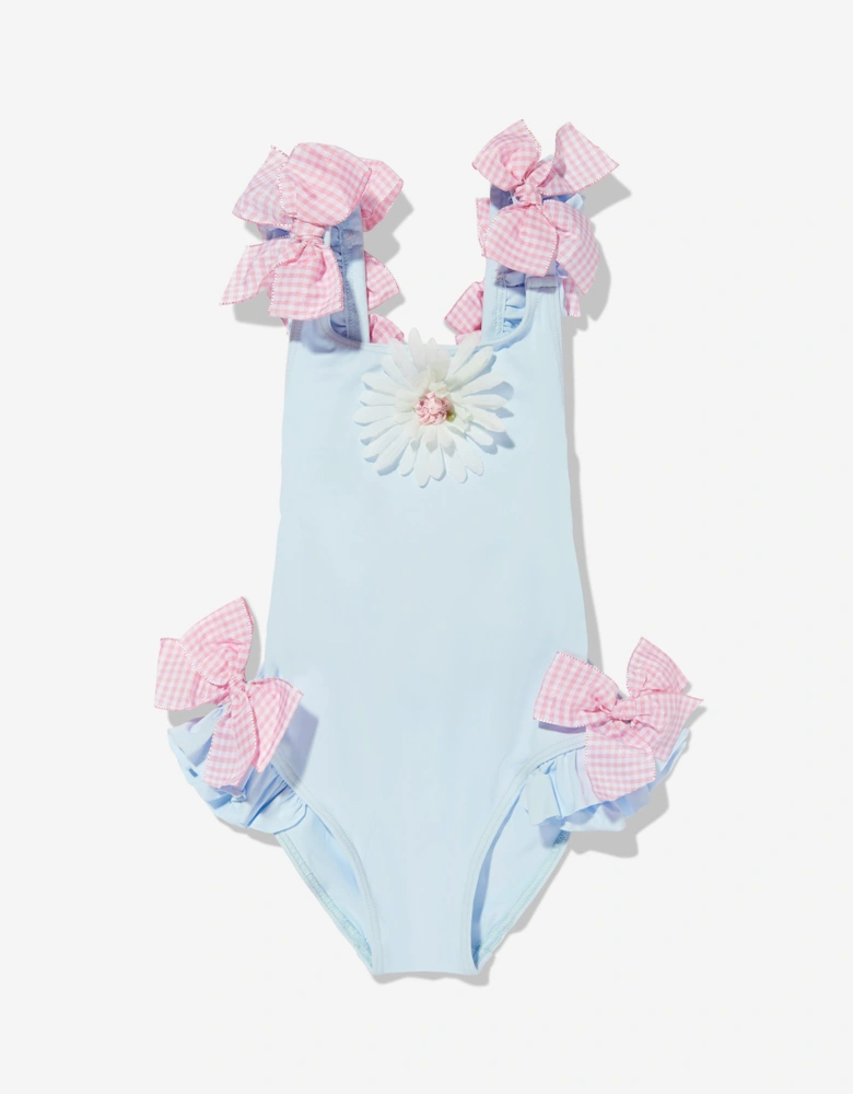 Girls Bows and Daisy Swimsuit in Blue