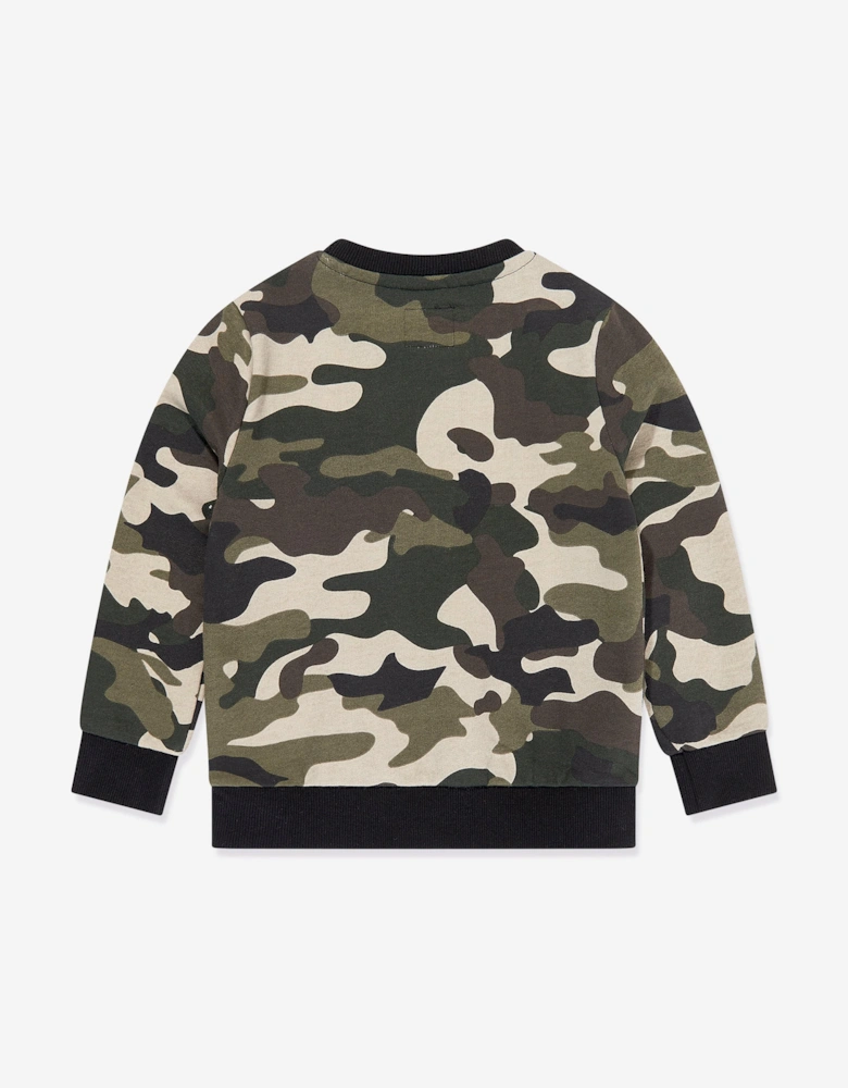 Boys Camouflage Logo Sweatshirt in Green