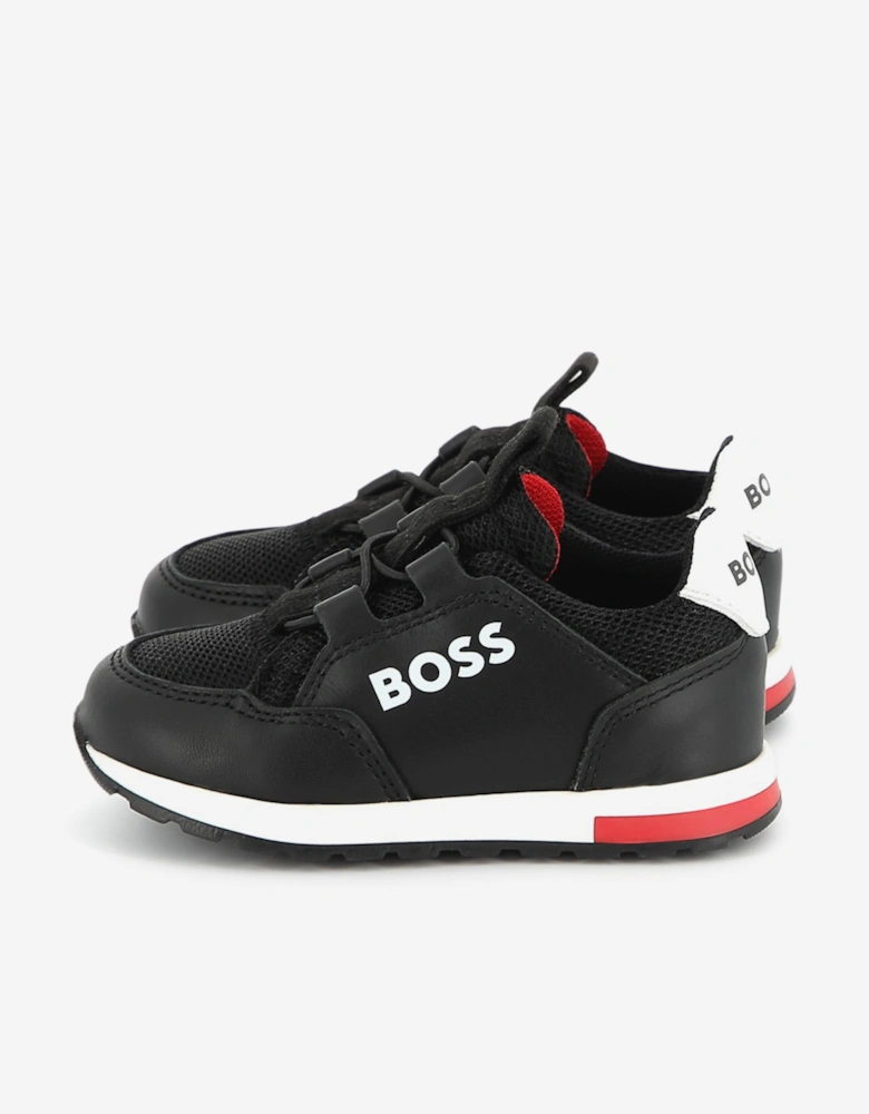 BOSS Boys Logo Trainers in Black