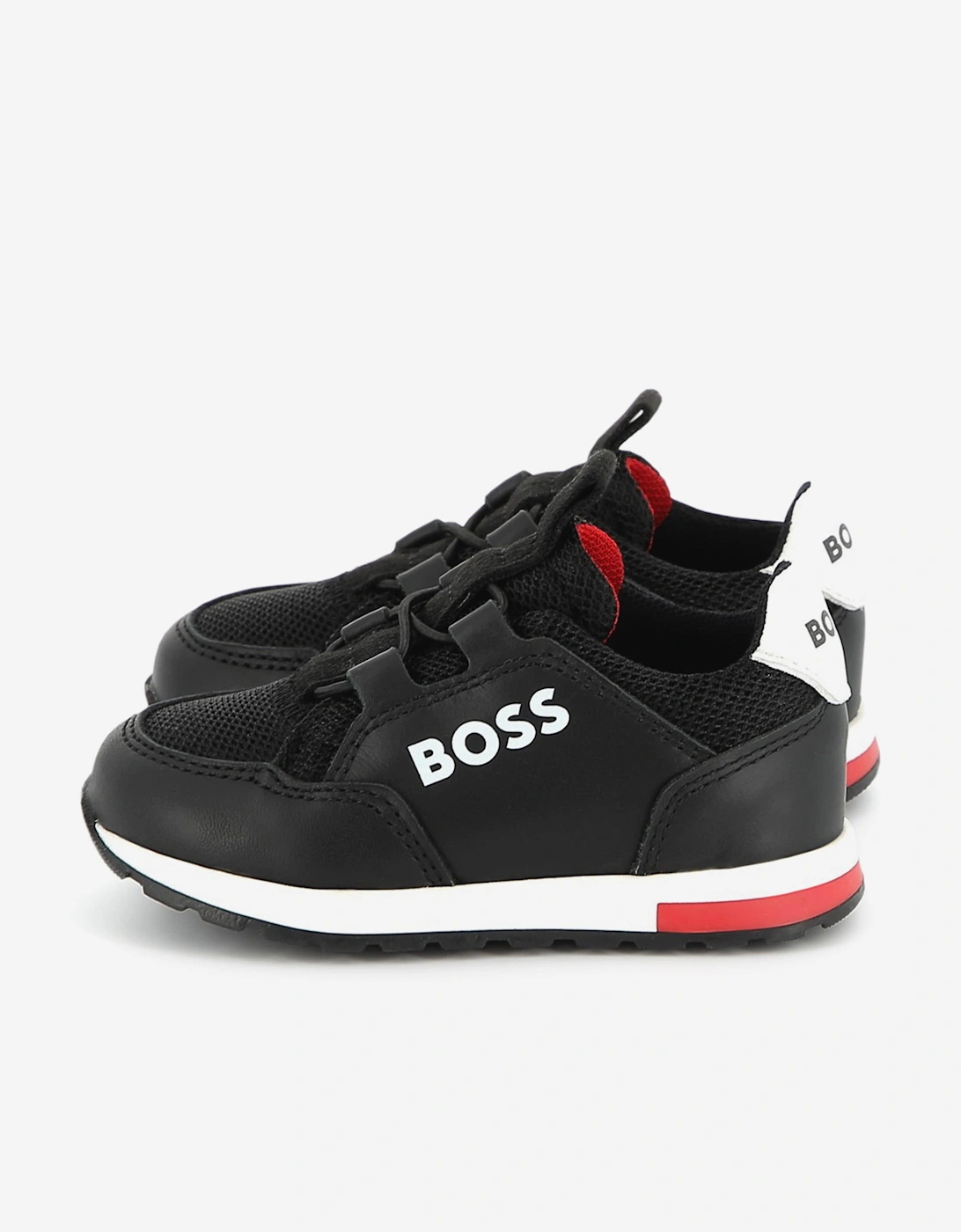 BOSS Boys Logo Trainers in Black, 5 of 4