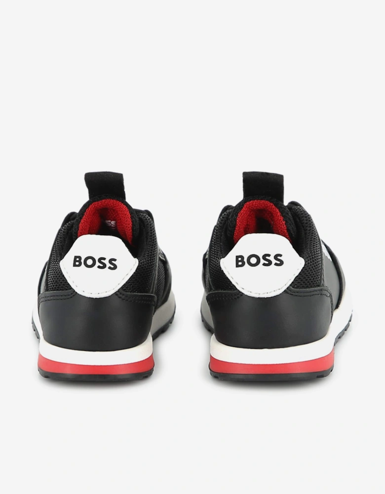 BOSS Boys Logo Trainers in Black