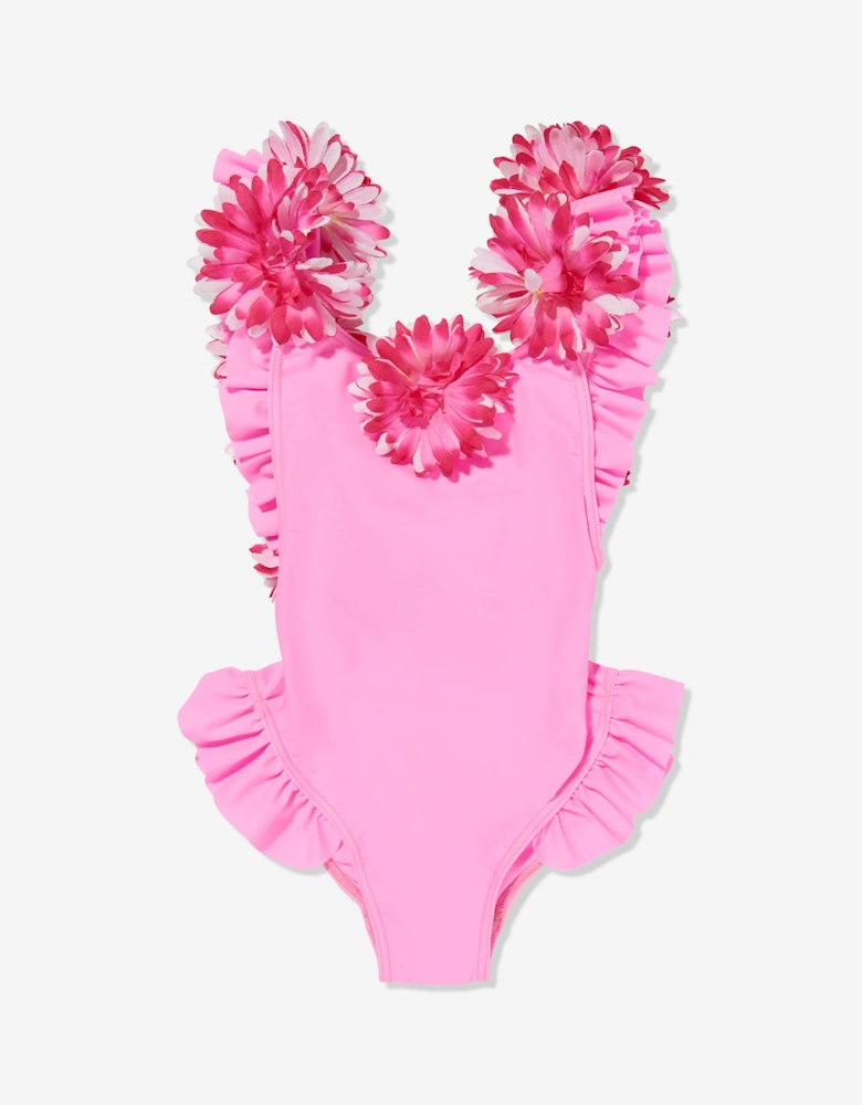 Girls Flower Swimsuit in Pink
