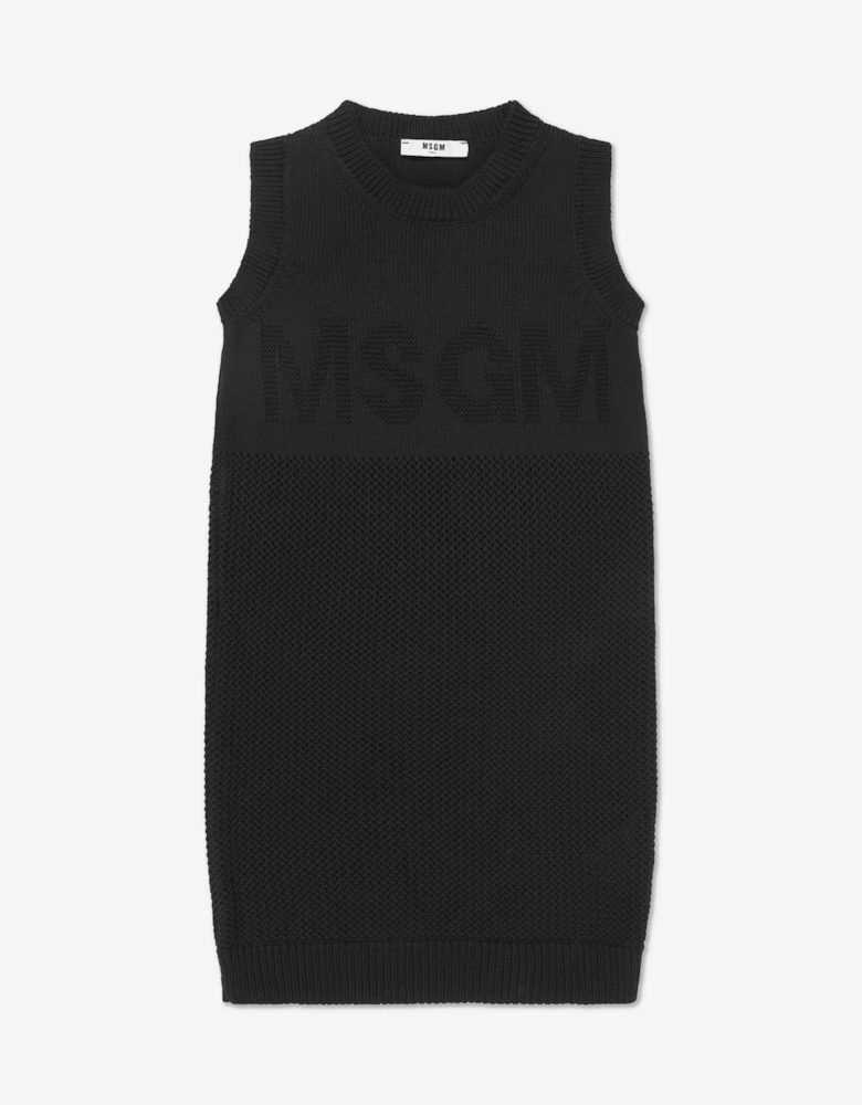 Girls Tank Top Logo Dress in Black