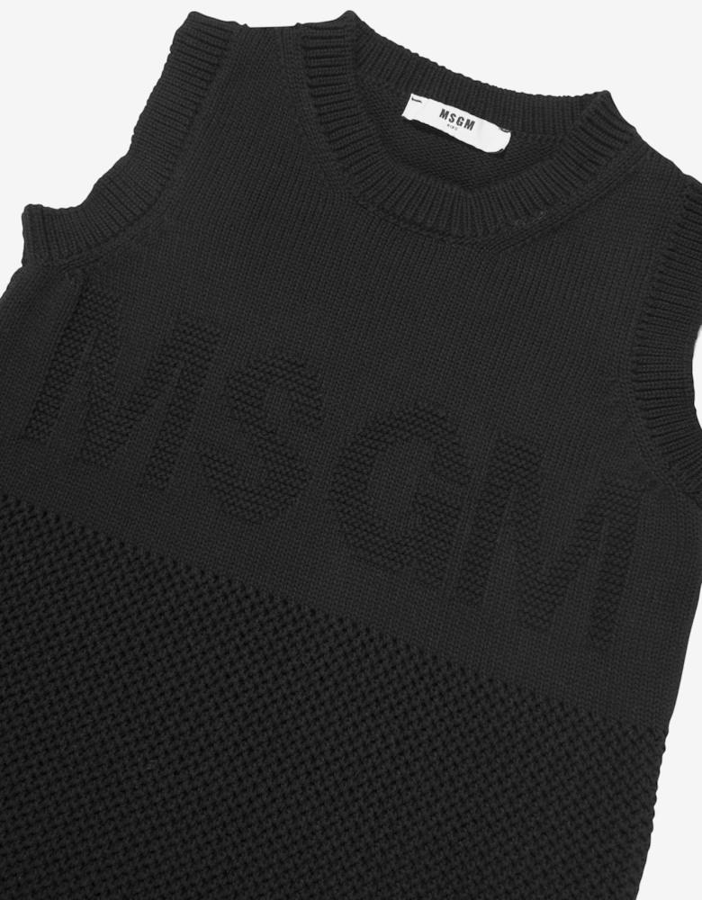 Girls Tank Top Logo Dress in Black