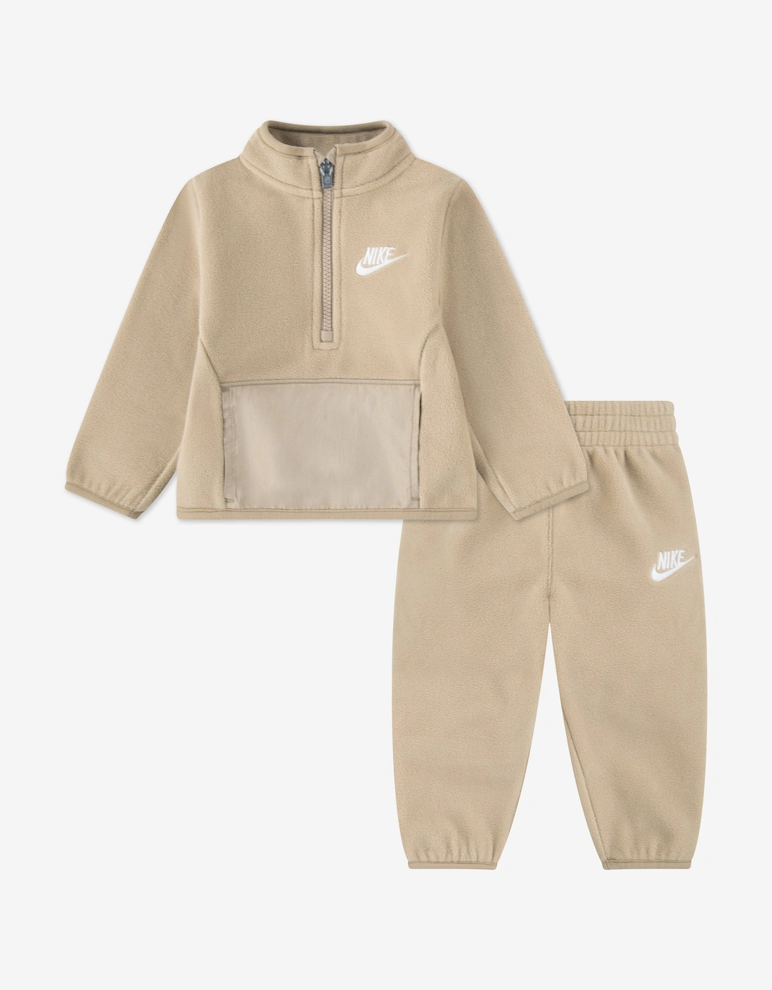 Boys Lifestyle Essential 1/2 Zip Tracksuit in Beige, 5 of 4