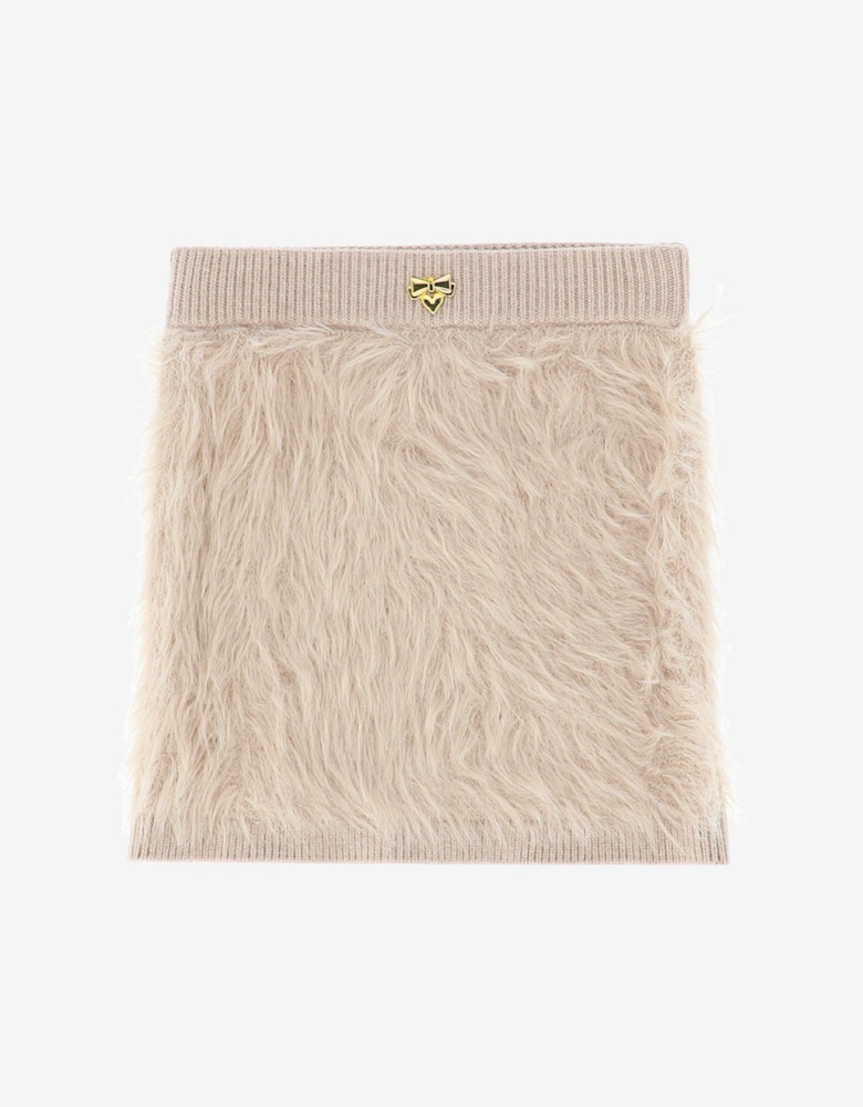 Angels Face Girls Melody Fluffy Knitted Skirt in Beige