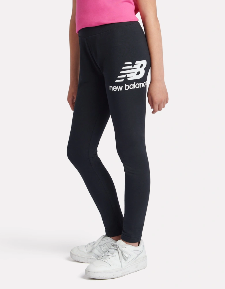 Girls Stacked Logo Leggings in Black