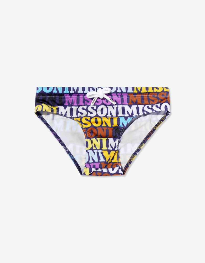 Boys Logo Swimming Briefs in Multicolor