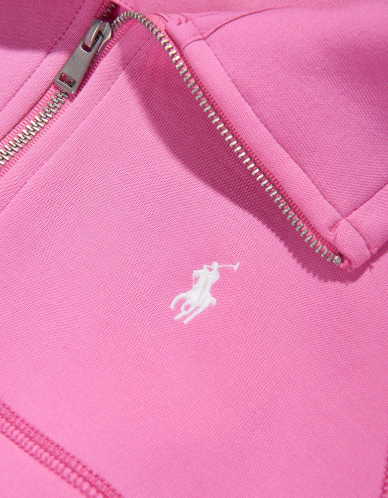 Girls Half Zip Hybrid Sweatshirt in Pink