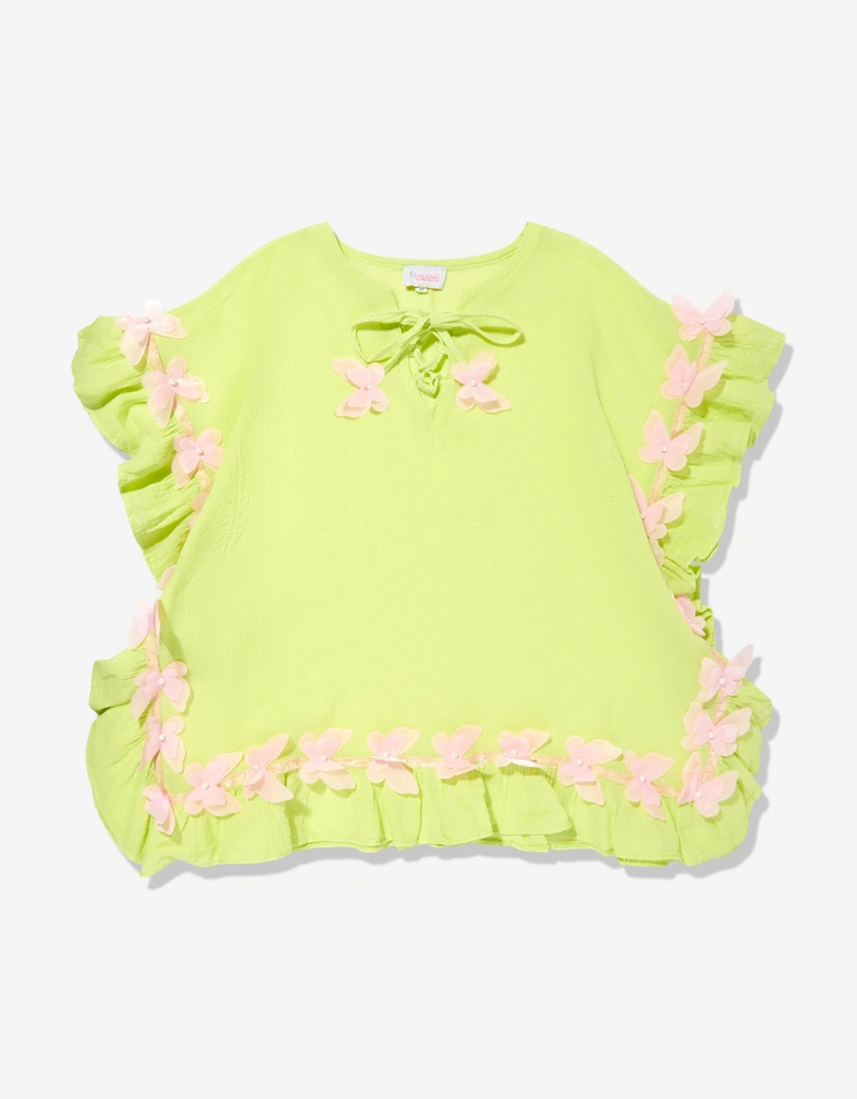 Girls Butterflies Kaftan in Green
