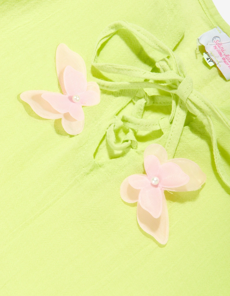 Girls Butterflies Kaftan in Green