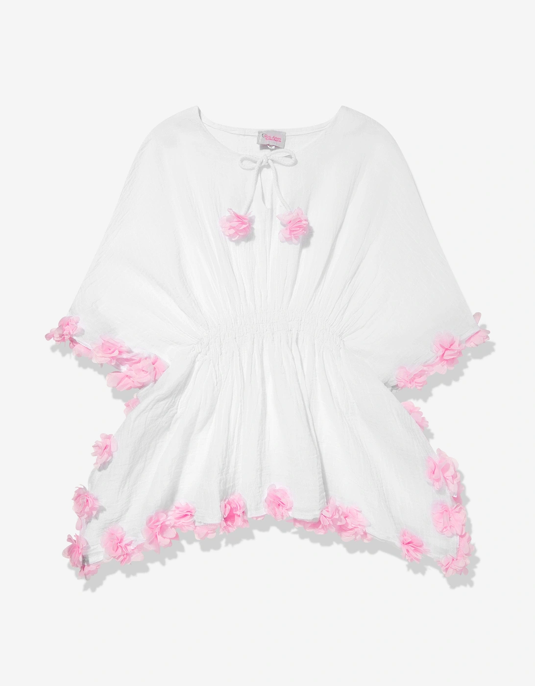 Girls Cotton Flower Kaftan in White, 5 of 4