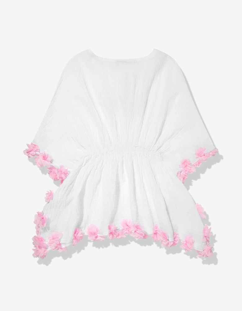 Girls Cotton Flower Kaftan in White