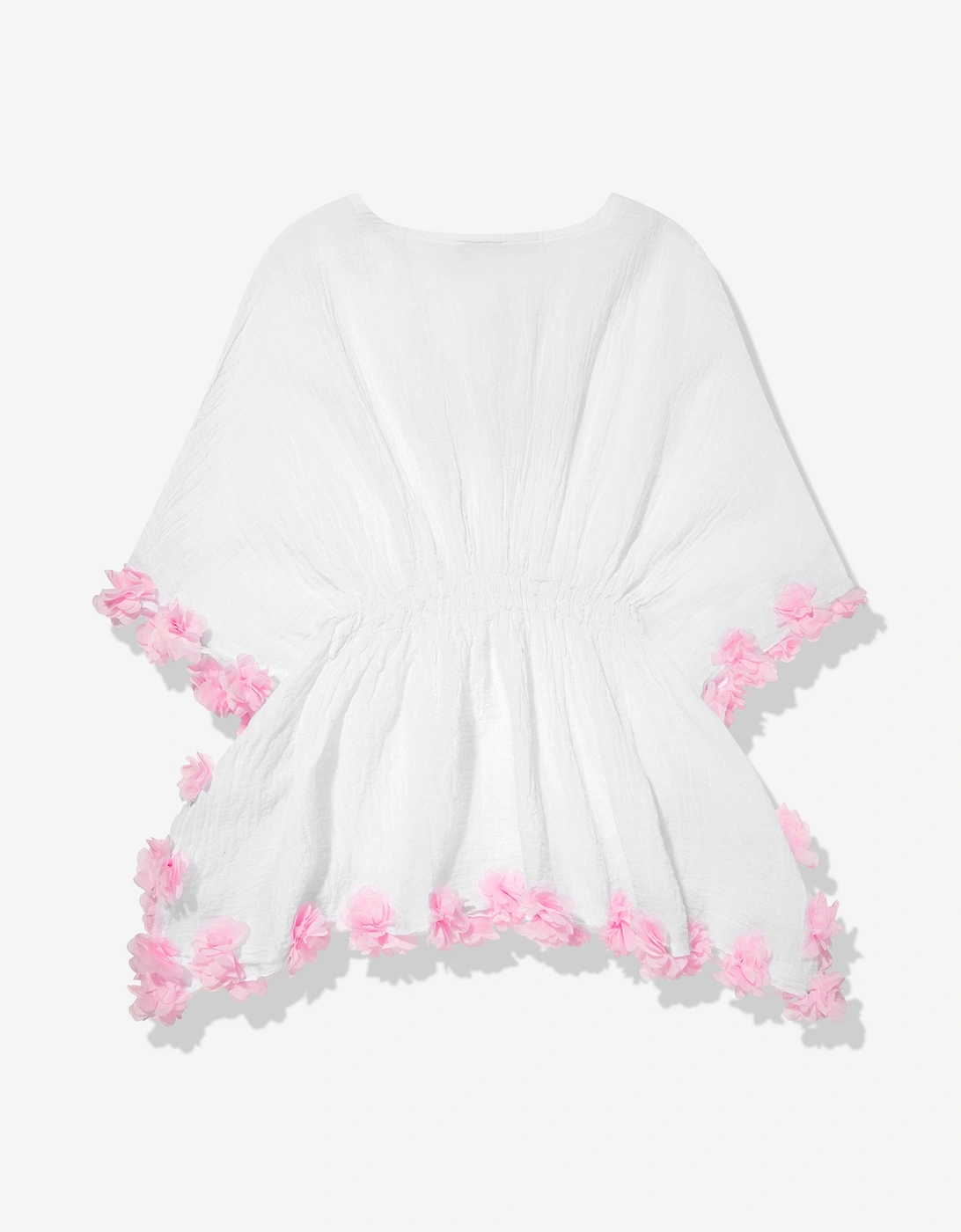 Girls Cotton Flower Kaftan in White