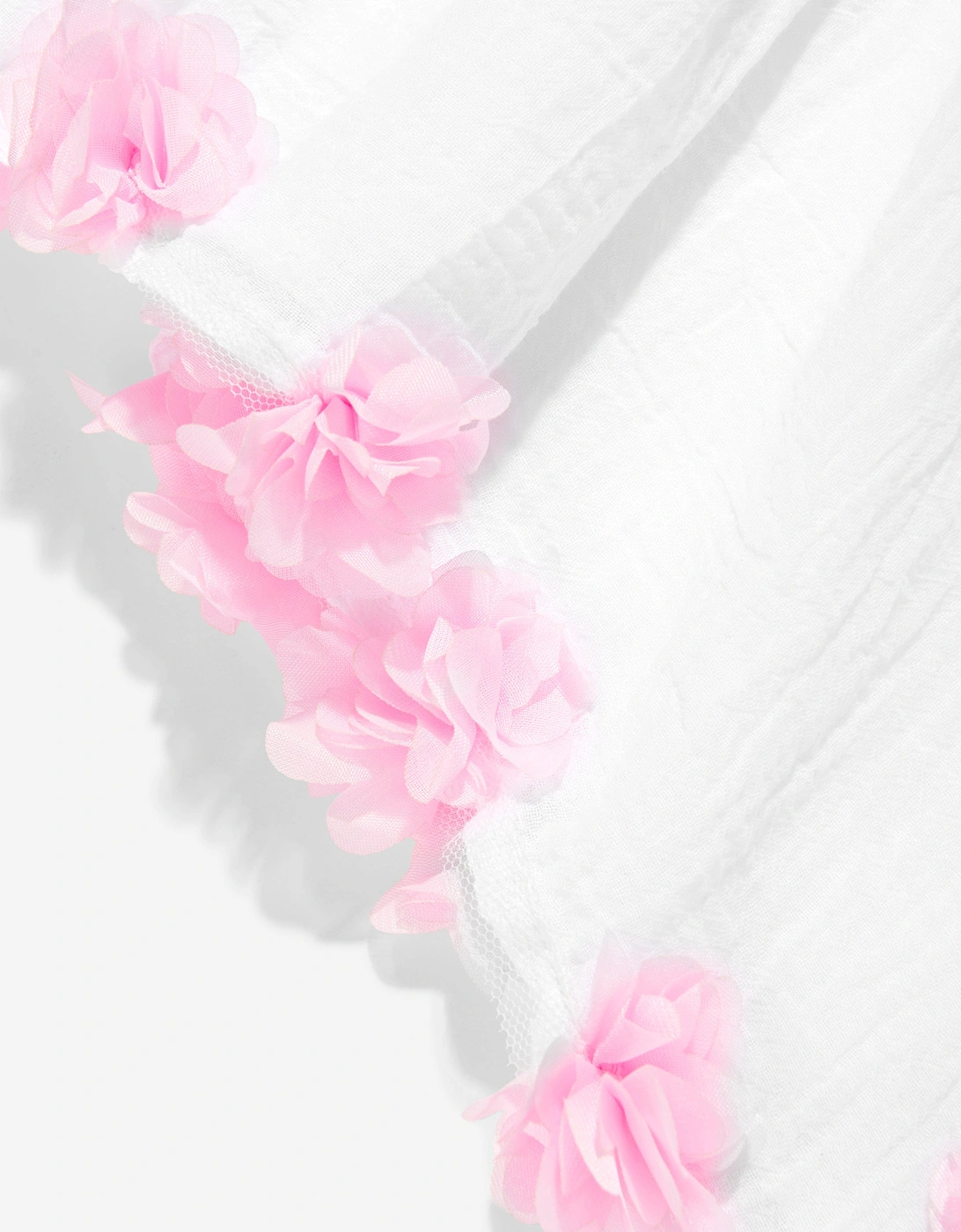 Girls Cotton Flower Kaftan in White
