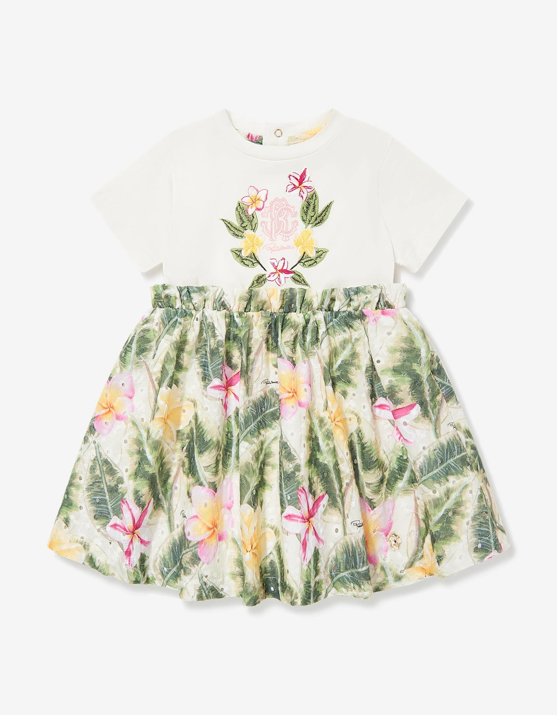 Baby Girls Floral Cotton Jersey Dress in Multicolour, 5 of 4
