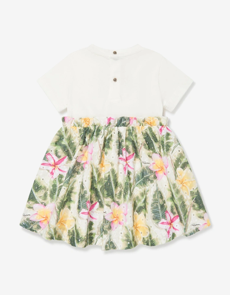 Baby Girls Floral Cotton Jersey Dress in Multicolour