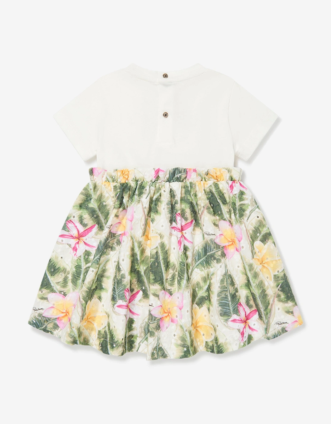 Baby Girls Floral Cotton Jersey Dress in Multicolour