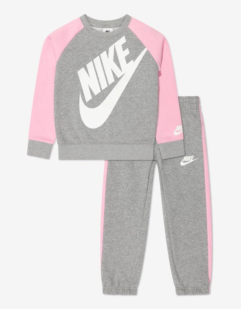 Girls Oversized Futura Crew Tracksuit in Grey