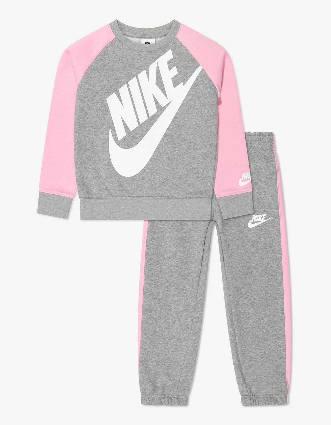 Nike Nike Girls Oversized Futura Crew Tracksuit in Grey