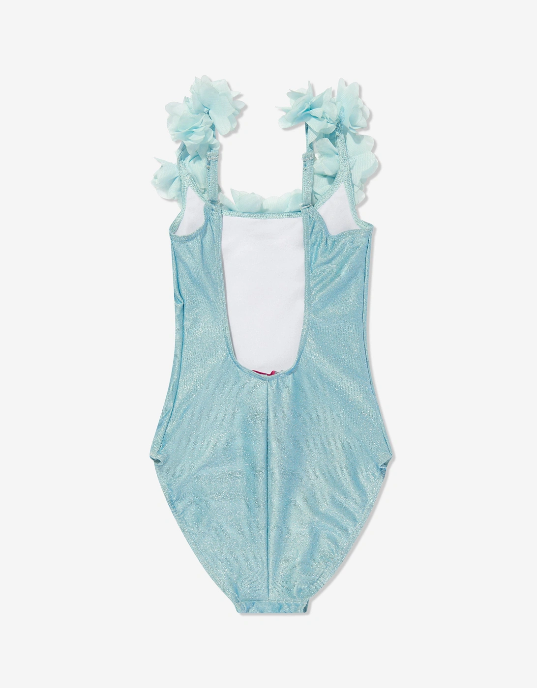 Girls Metallic Flowers Swimsuit in Blue
