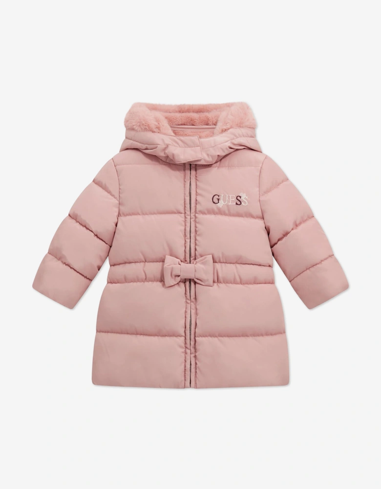Baby Girls Padded Long Coat in Pink