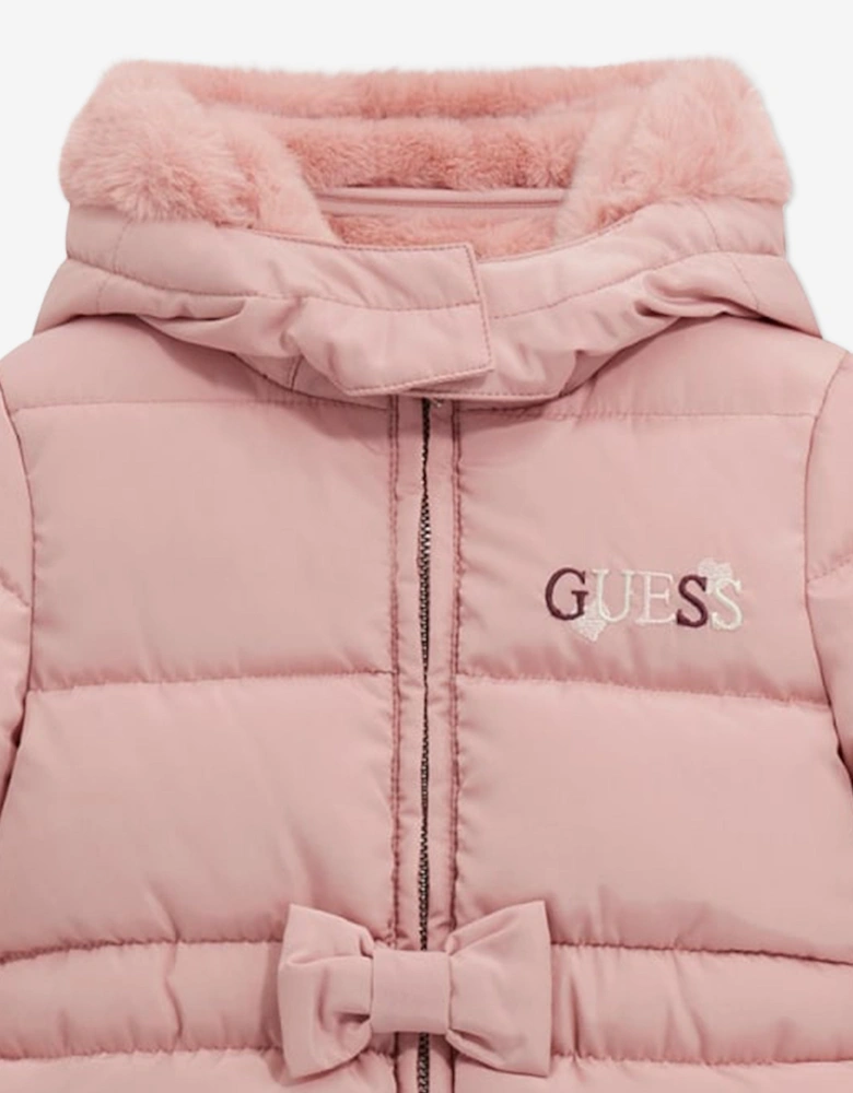 Baby Girls Padded Long Coat in Pink