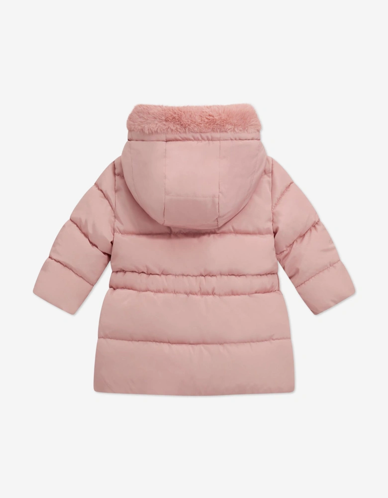 Baby Girls Padded Long Coat in Pink