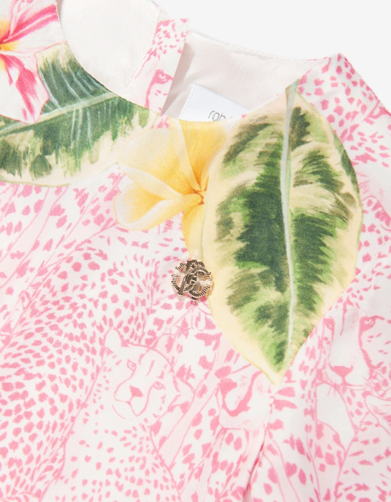 Girls Silk Floral Dress in Pink