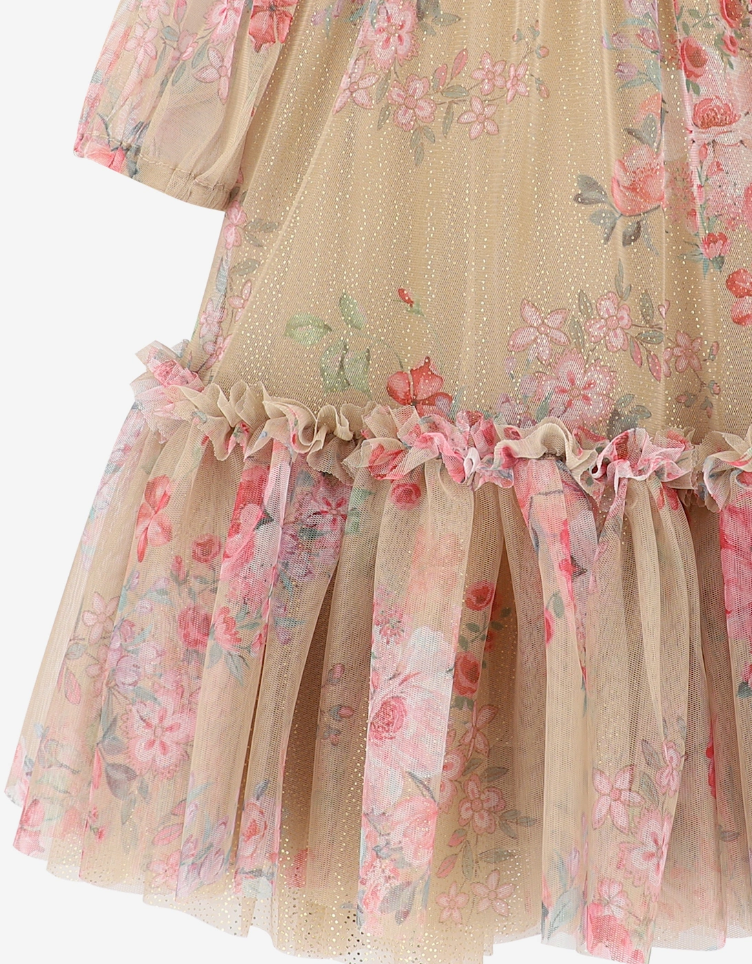 Angels Face Girls Myrtisa Flower Tulle Dress in Beige