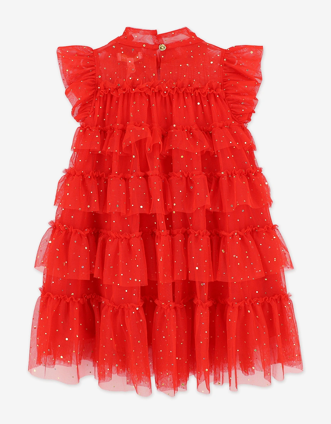Angels Face Girls Mitzi Gold Dot Tiered Dress in Red
