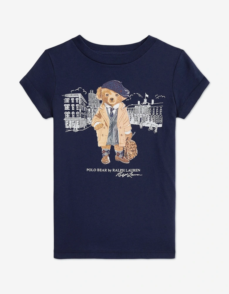 Girls Polo Bear T-Shirt in Navy
