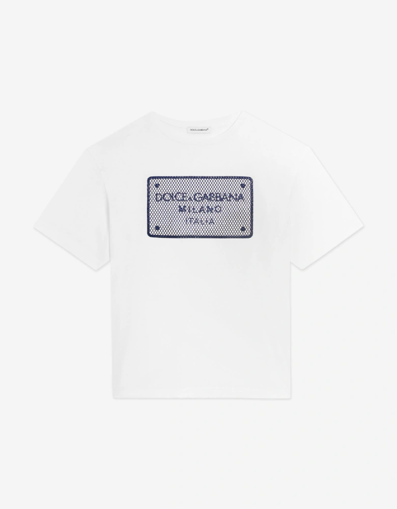 Boys Plaque Logo T-Shirt in White
