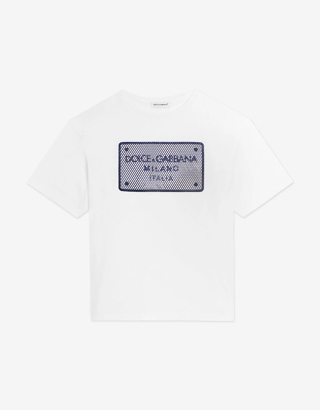 Boys Plaque Logo T-Shirt in White, 5 of 4