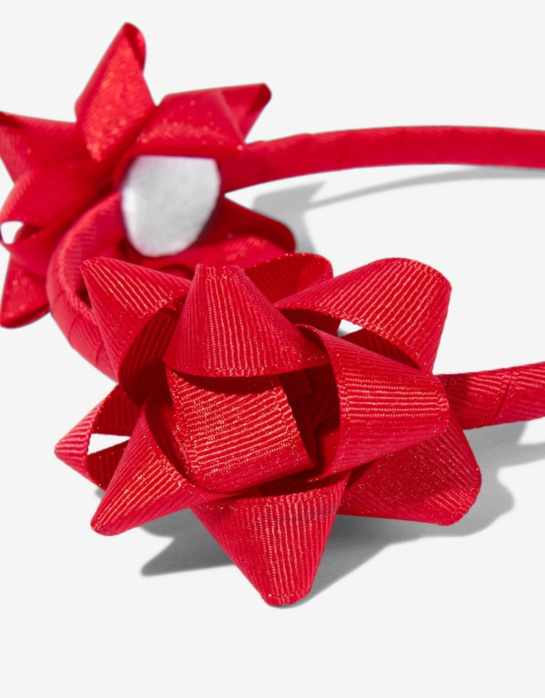 Angels Face Girls Ribbon Bow Headband in Red