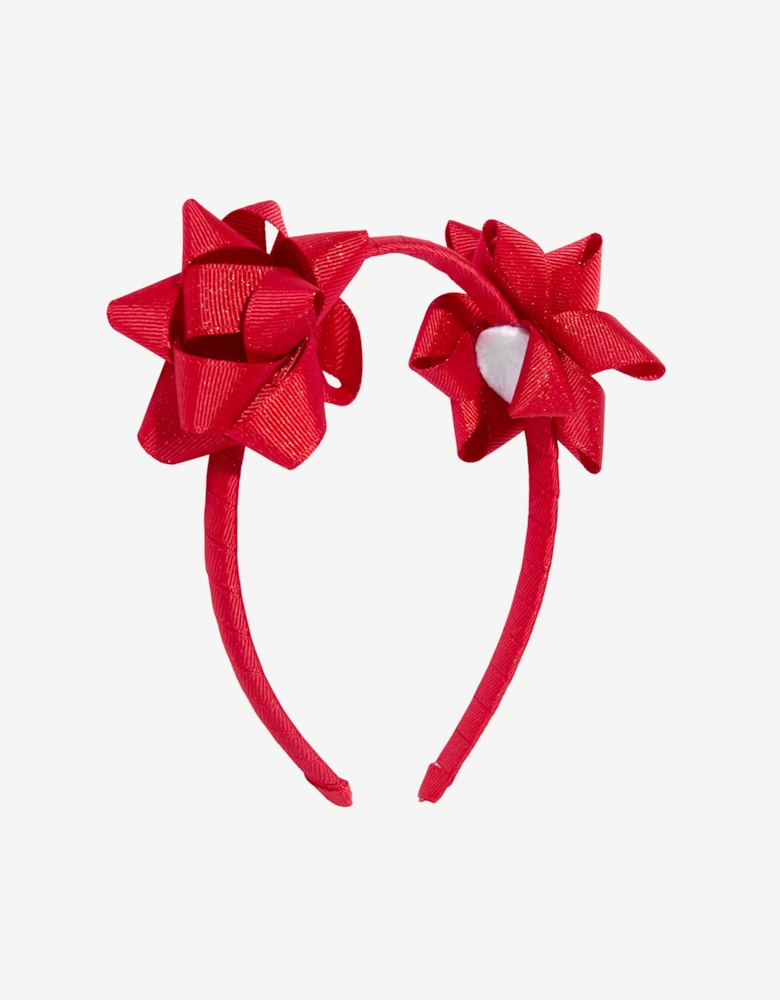 Angels Face Girls Ribbon Bow Headband in Red