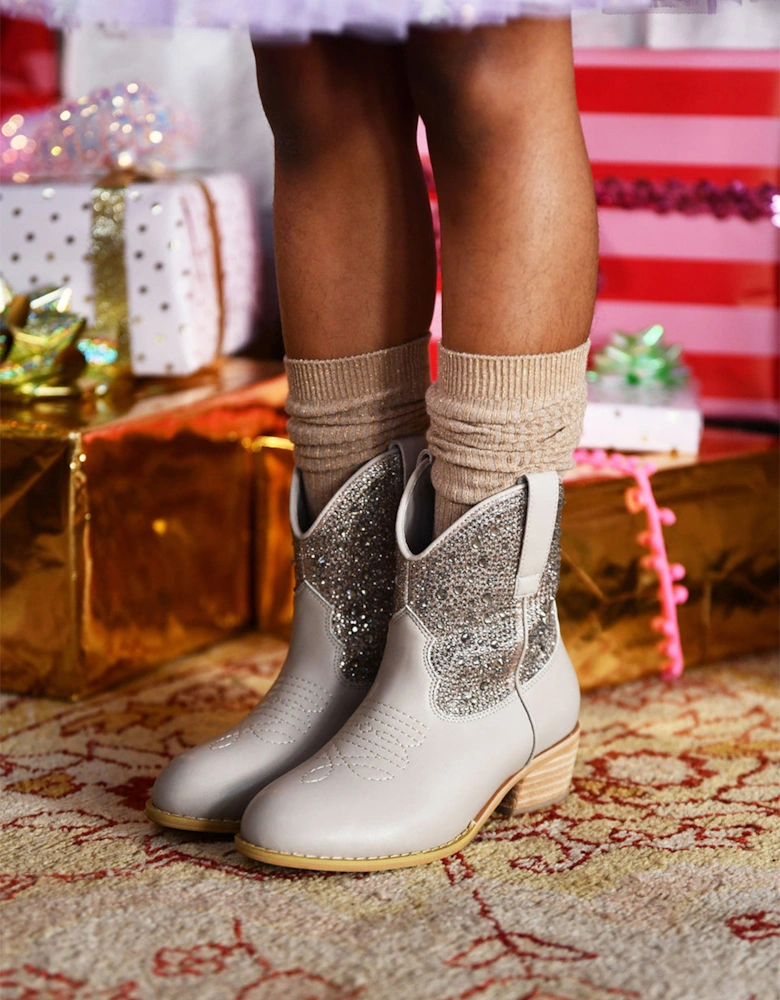 Angels Face Girls Rio Crystal Cowboy Boots in Beige