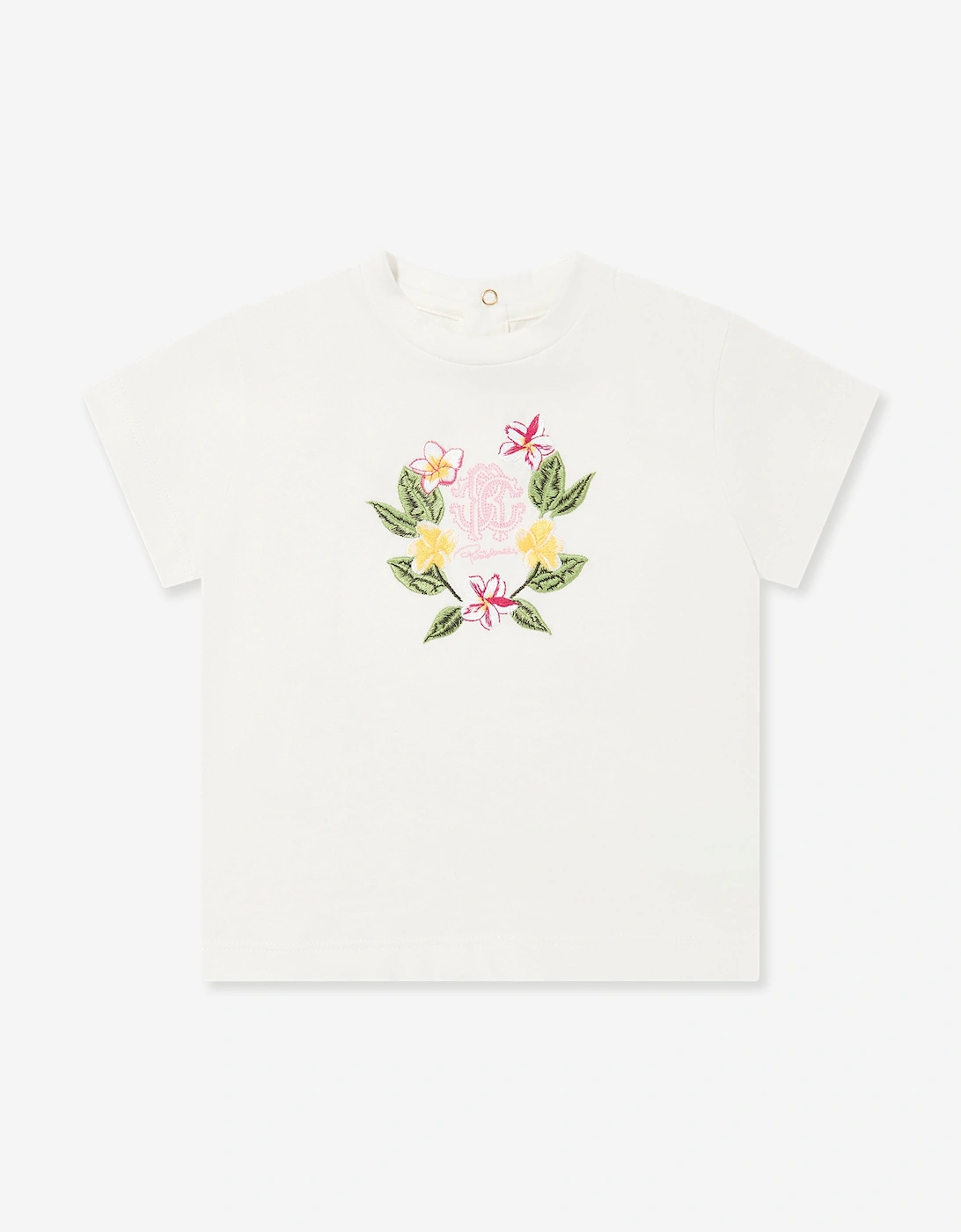 Baby Girls Floral Logo T-Shirt in White, 5 of 4