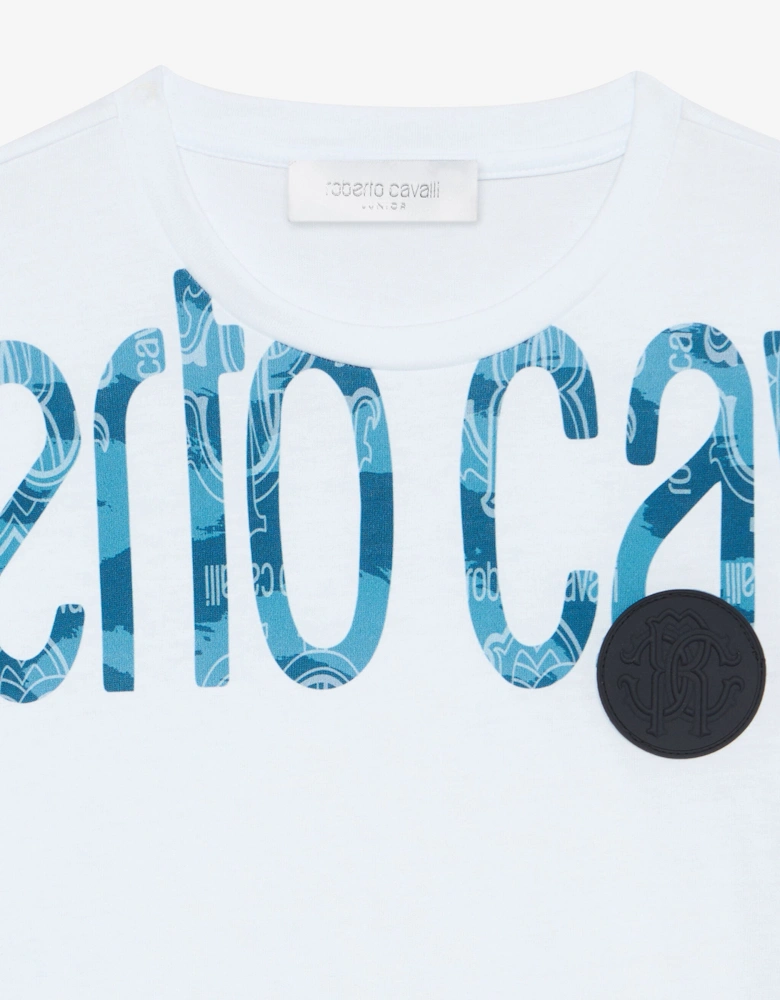 Boys Logo Print T-Shirt in White