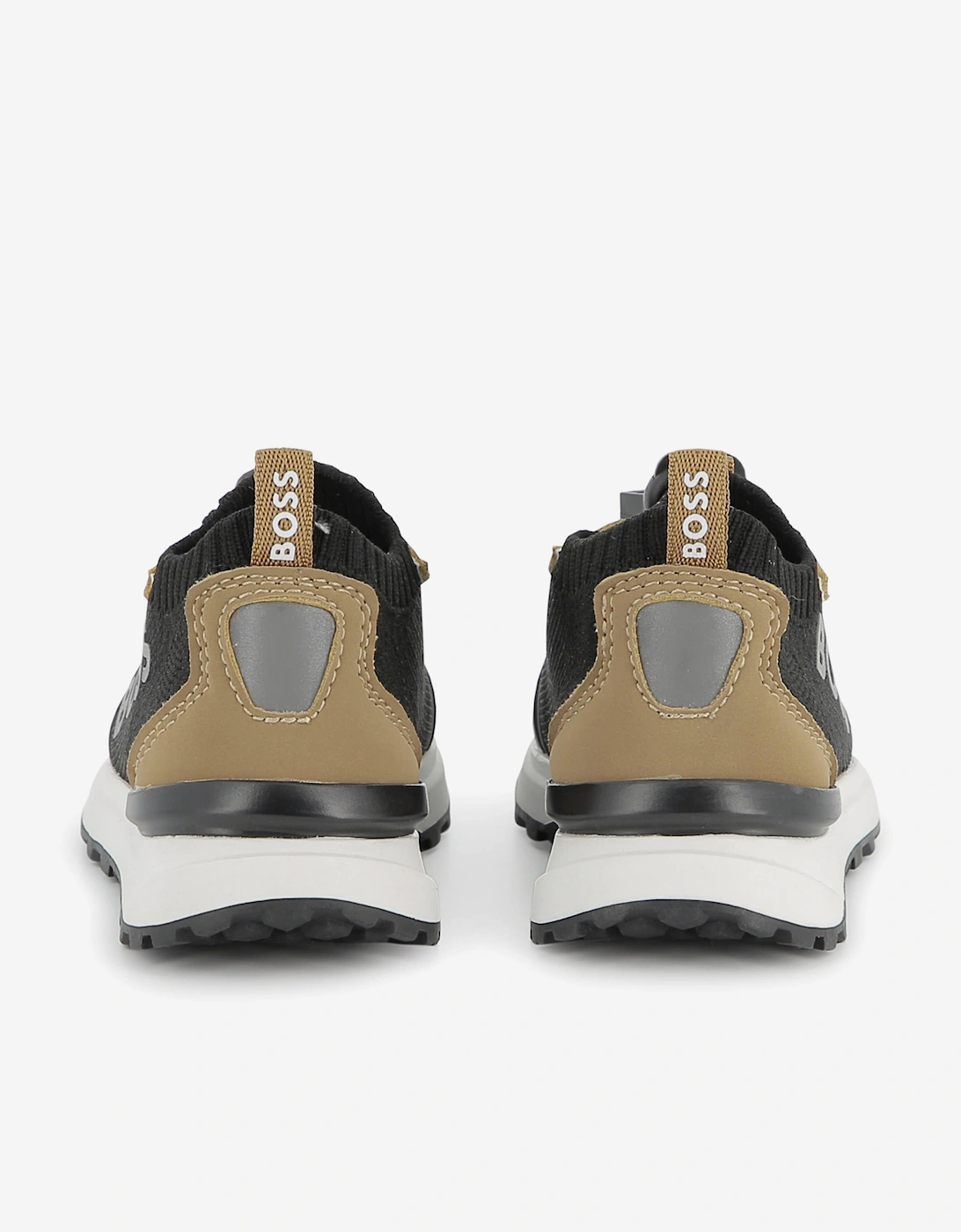 BOSS Boys Logo Sock Trainers in Brown