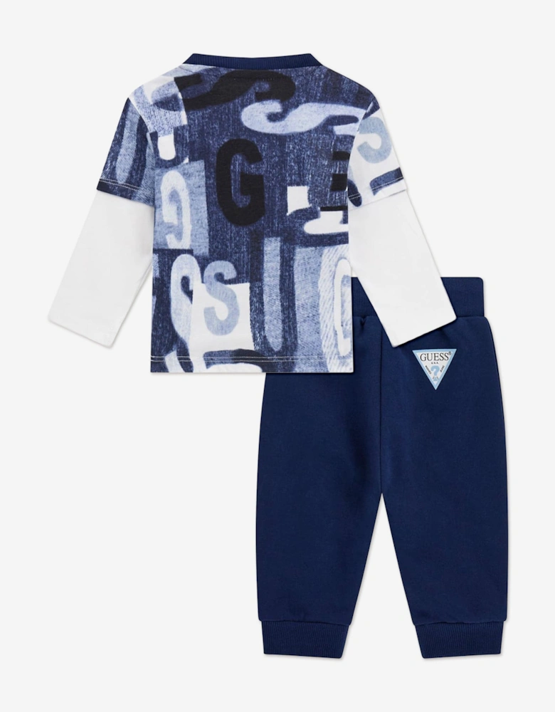 Baby Boys Long Sleeve T-Shirt and Joggers Set in Blue