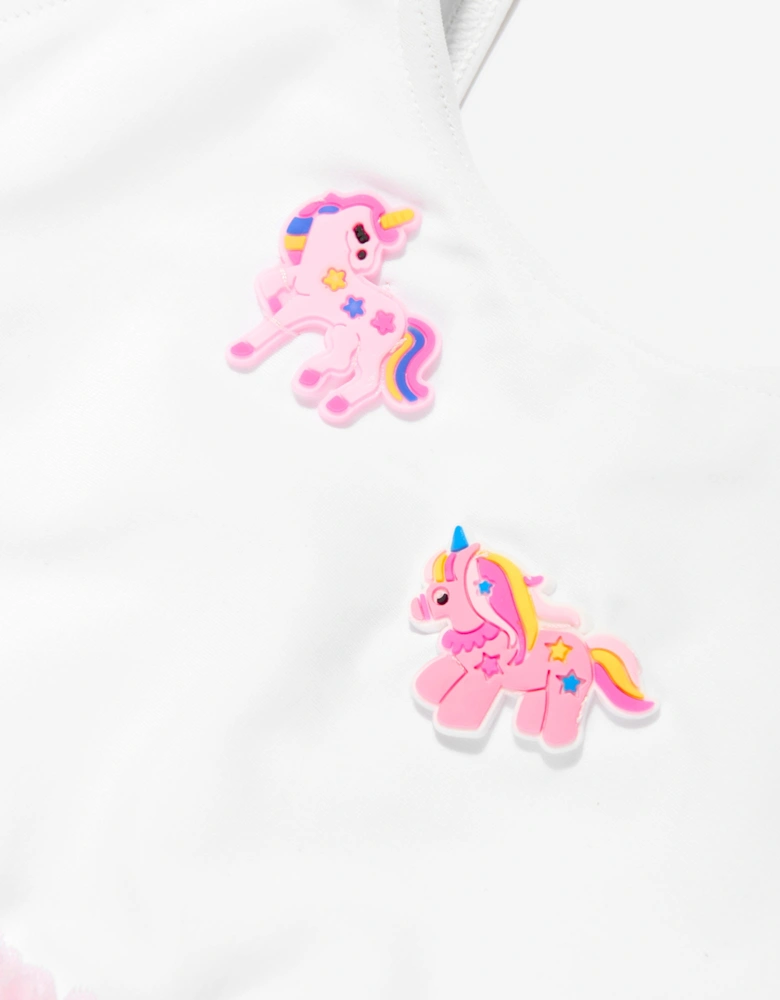Girls Unicorn Swimsuit in White