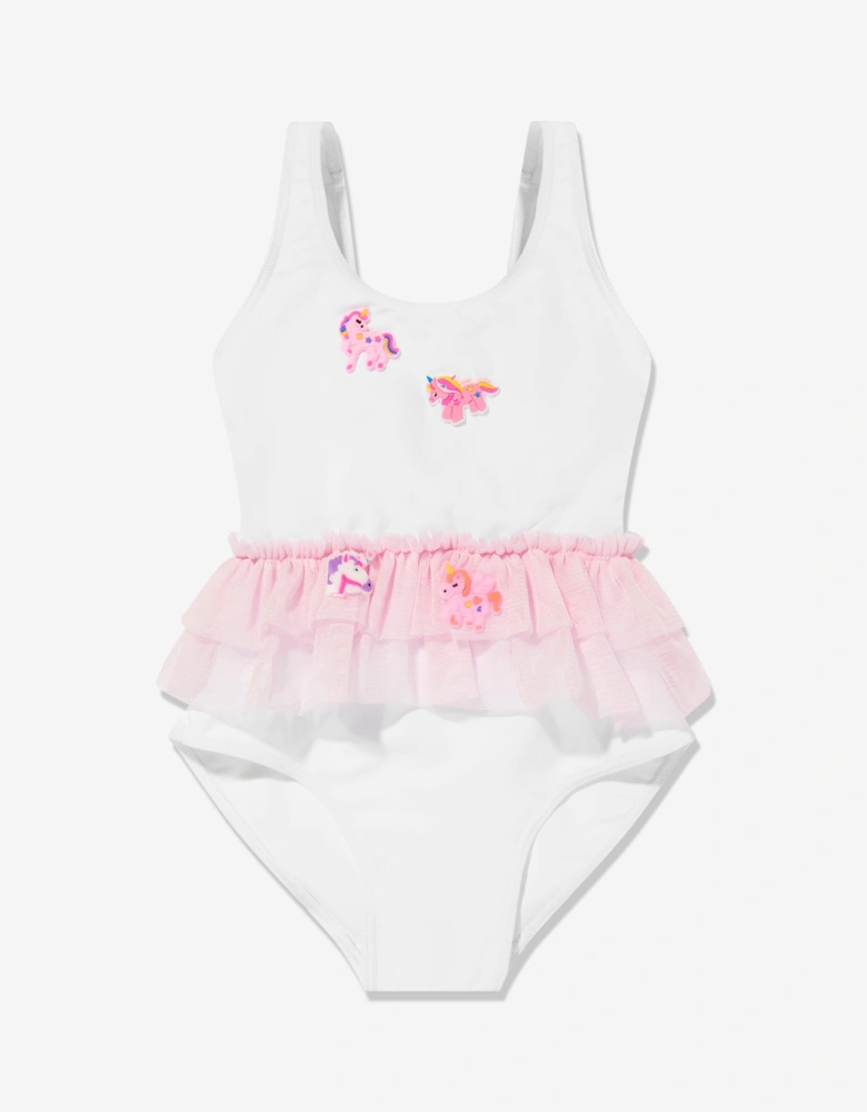 Girls Unicorn Swimsuit in White