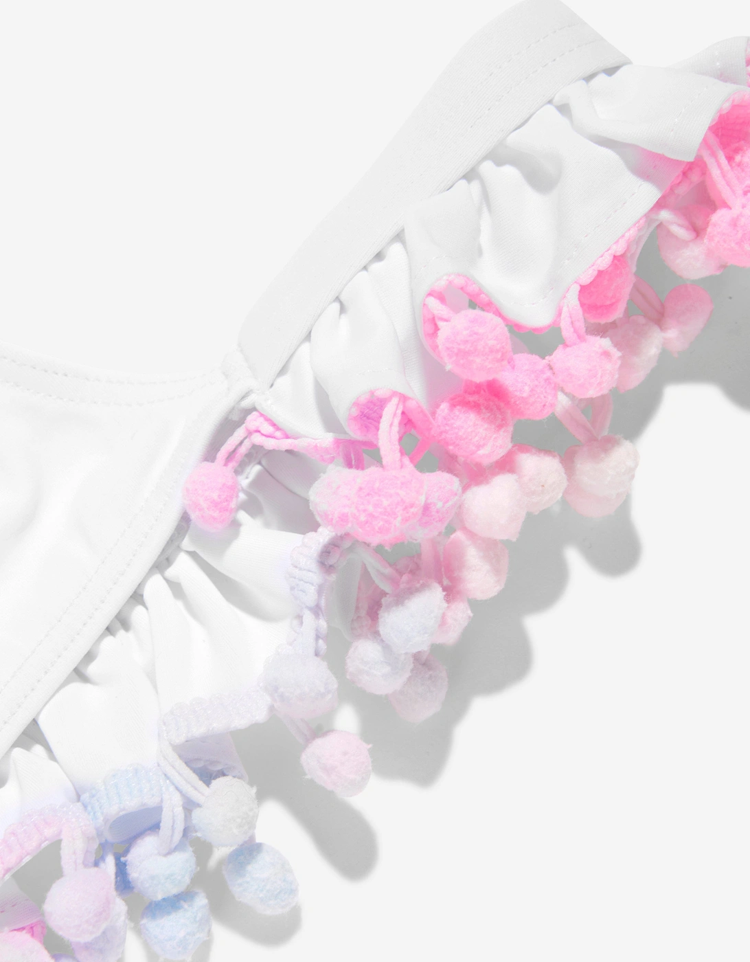 Girls Pom Pom Swimsuit in White