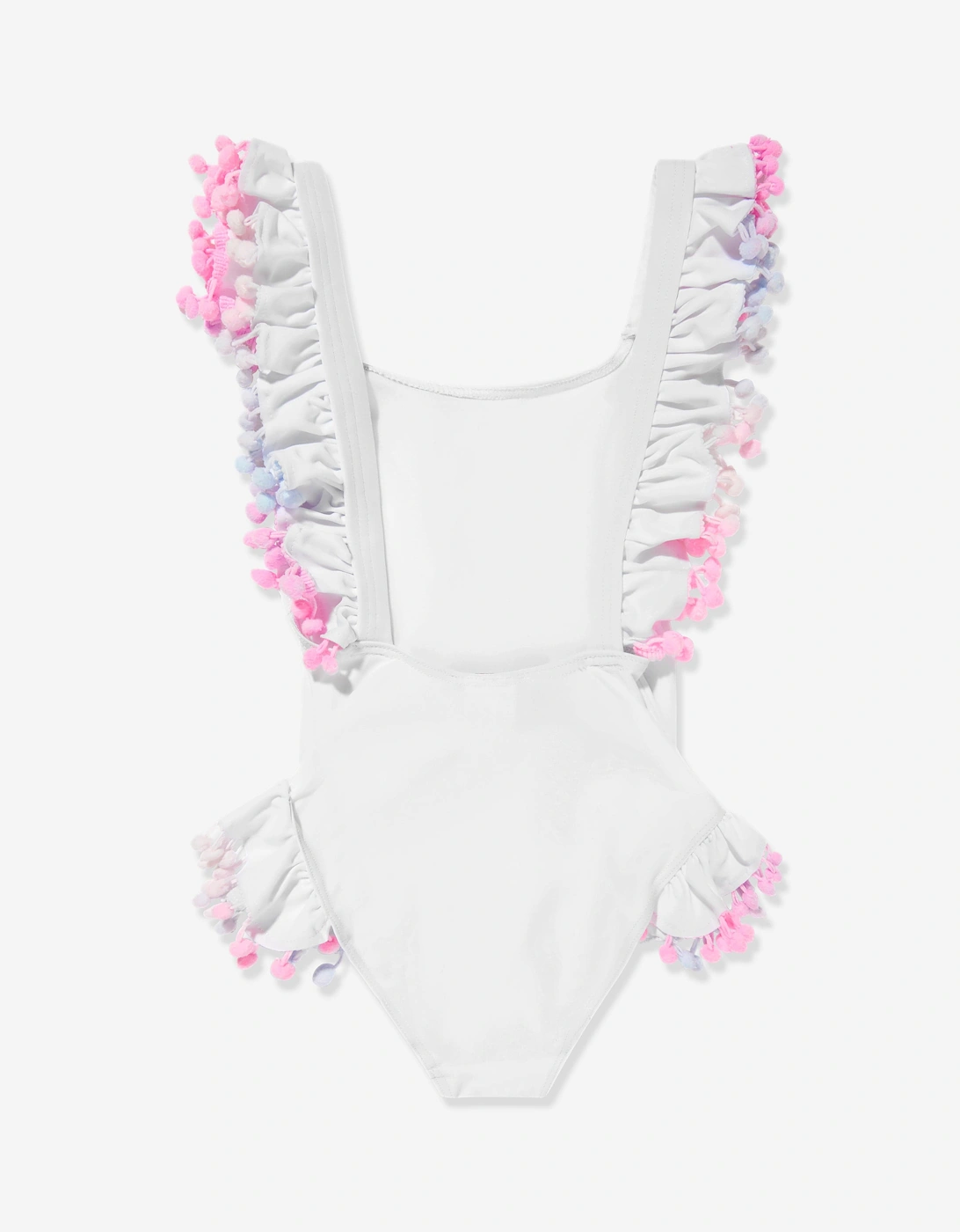 Girls Pom Pom Swimsuit in White