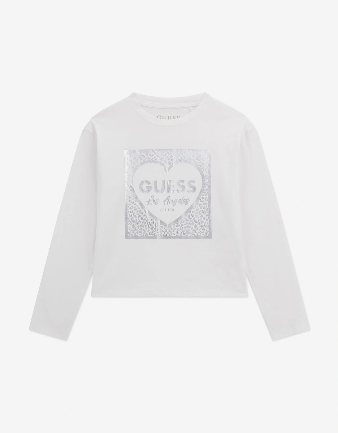 Girls Long Sleeve Heart T-Shirt in White, 5 of 4